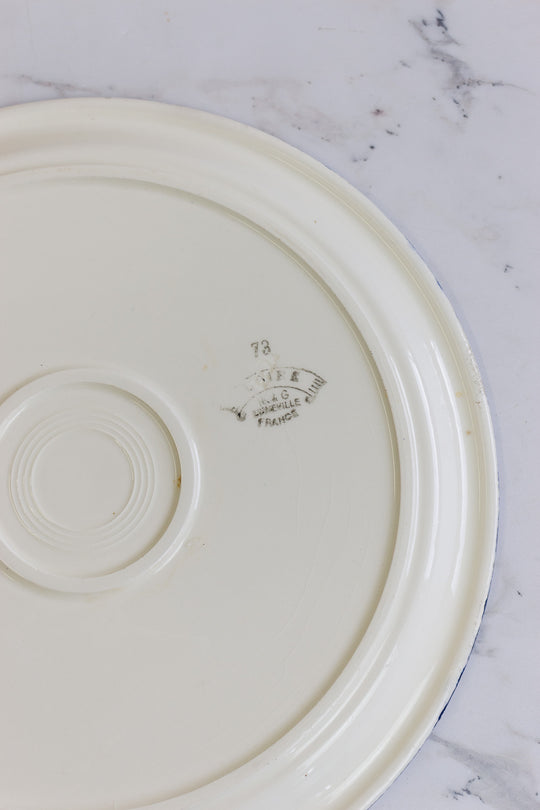 antique french kg luneville "loire" cake plate
