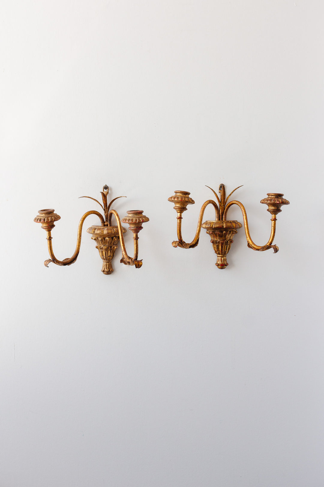pair of vintage italian gilt florentine sconces