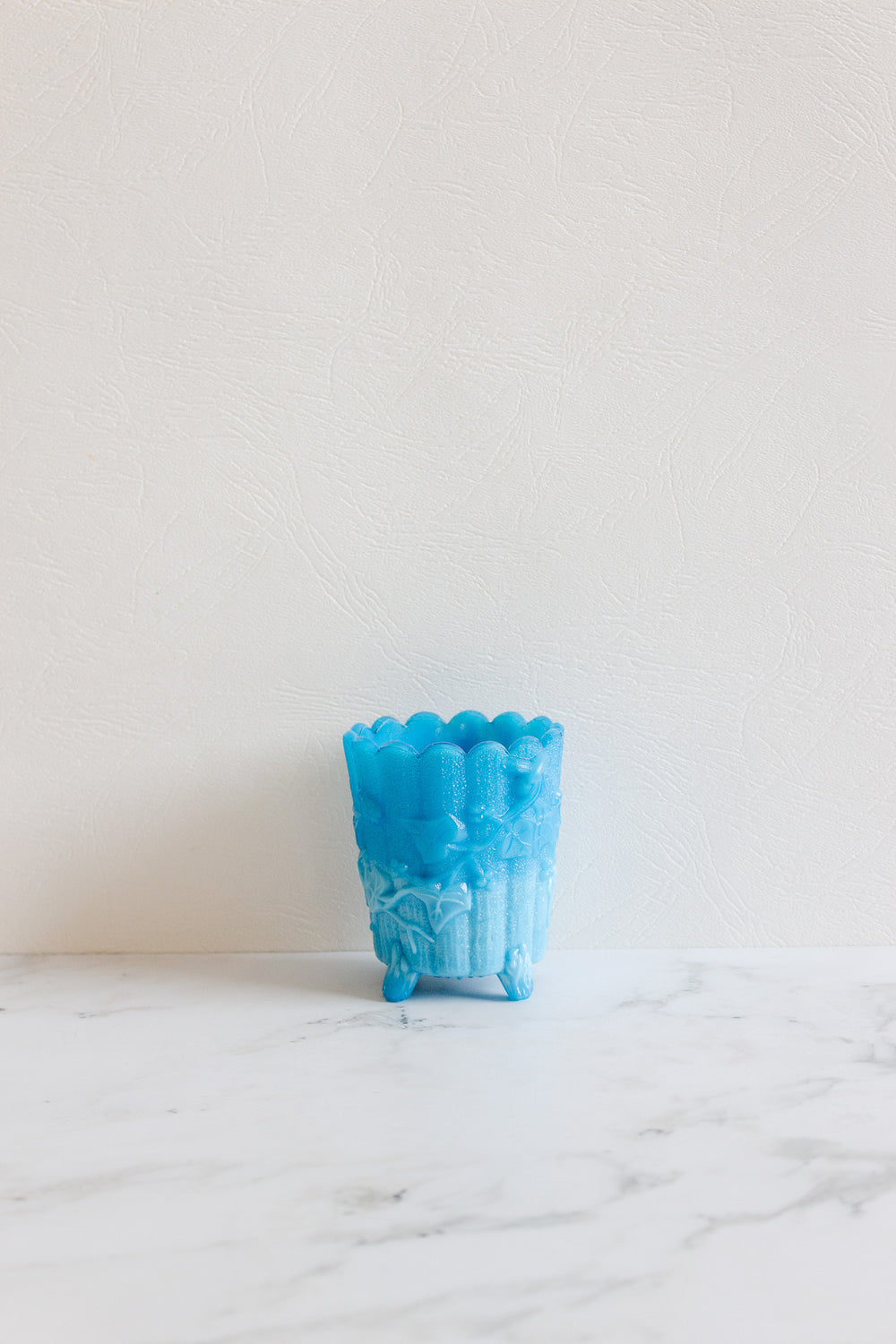 vintage french opalescent blue milk glass vase