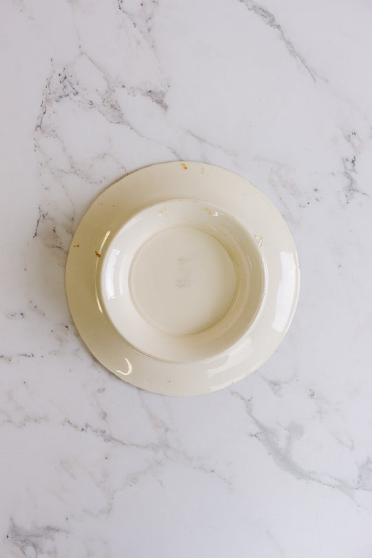 antique french longwy "marseille" polychrome cake plate
