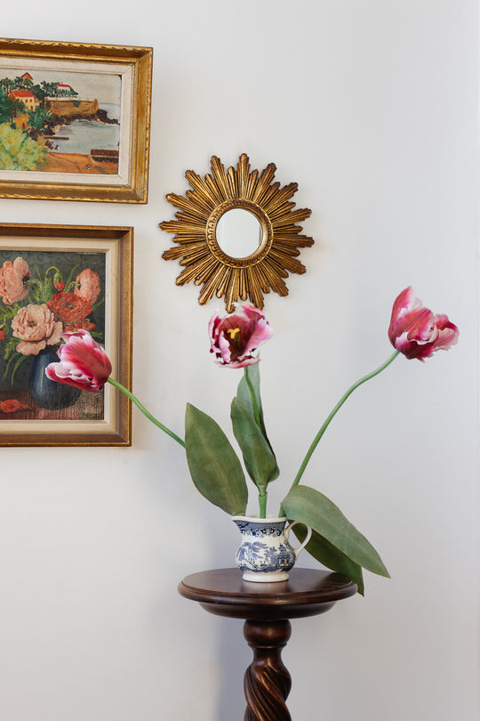 vintage french wooden starburst mirror