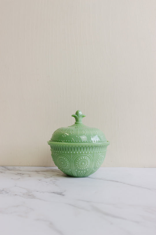 antique french jadeite lidded bonbonnière