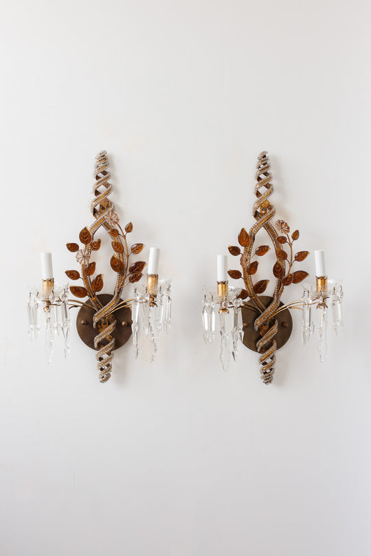 pair of original 1930s maison bagues paris crystal wall sconces