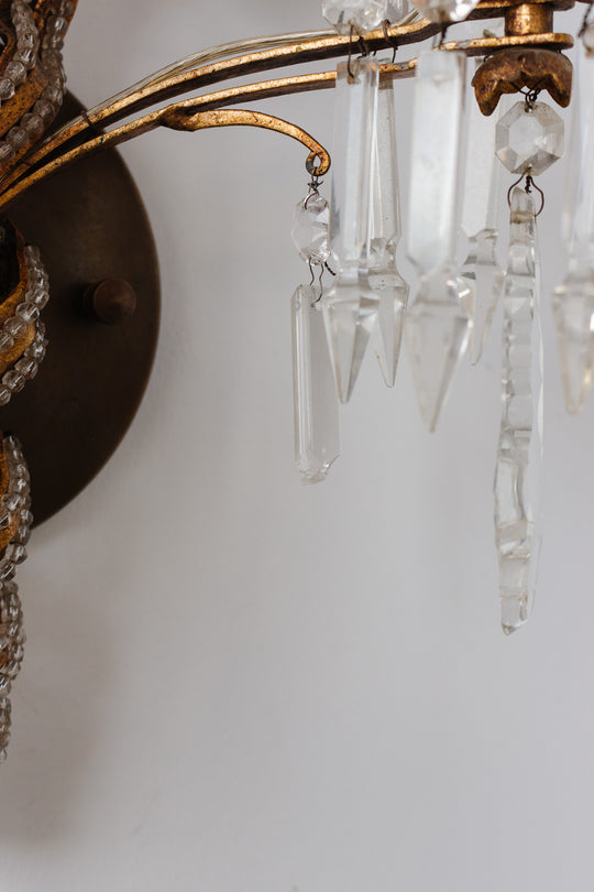 pair of original 1930s maison bagues paris crystal wall sconces