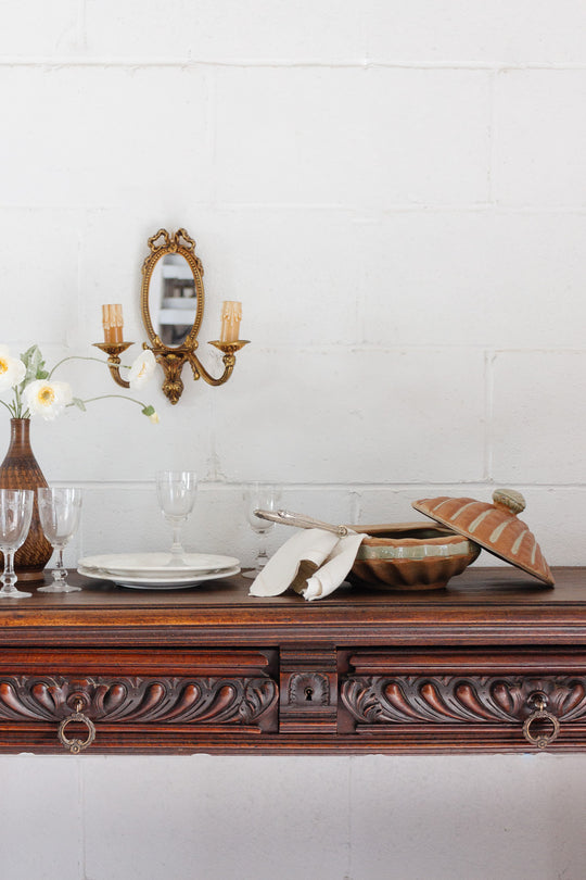 rare midcentury French studio pottery scallop shell soupiere