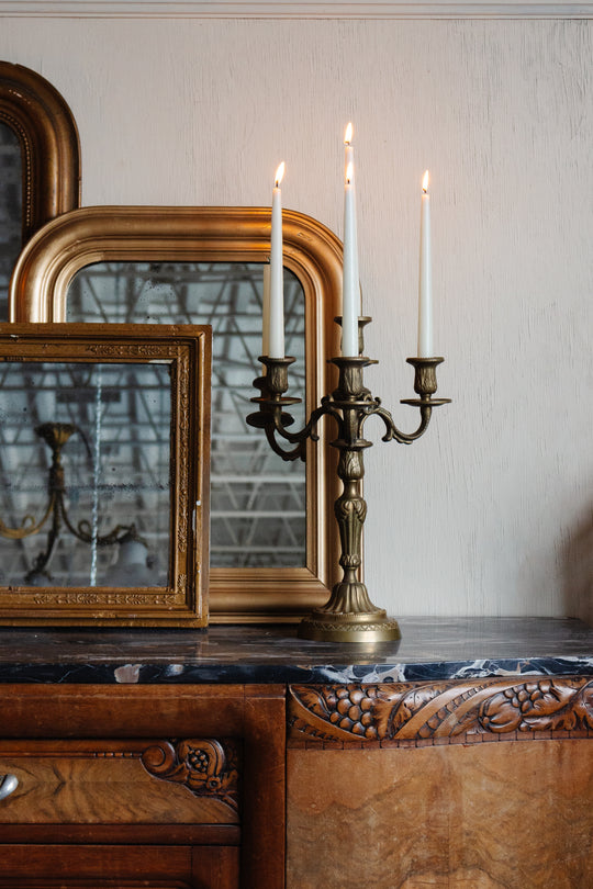 antique French Louis XVI brass candelabra