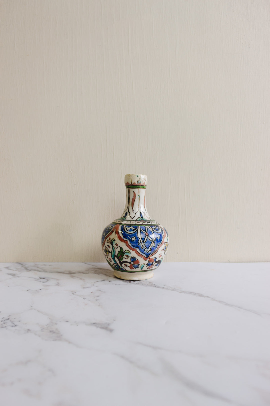 antique turkish hand painted iznik vase