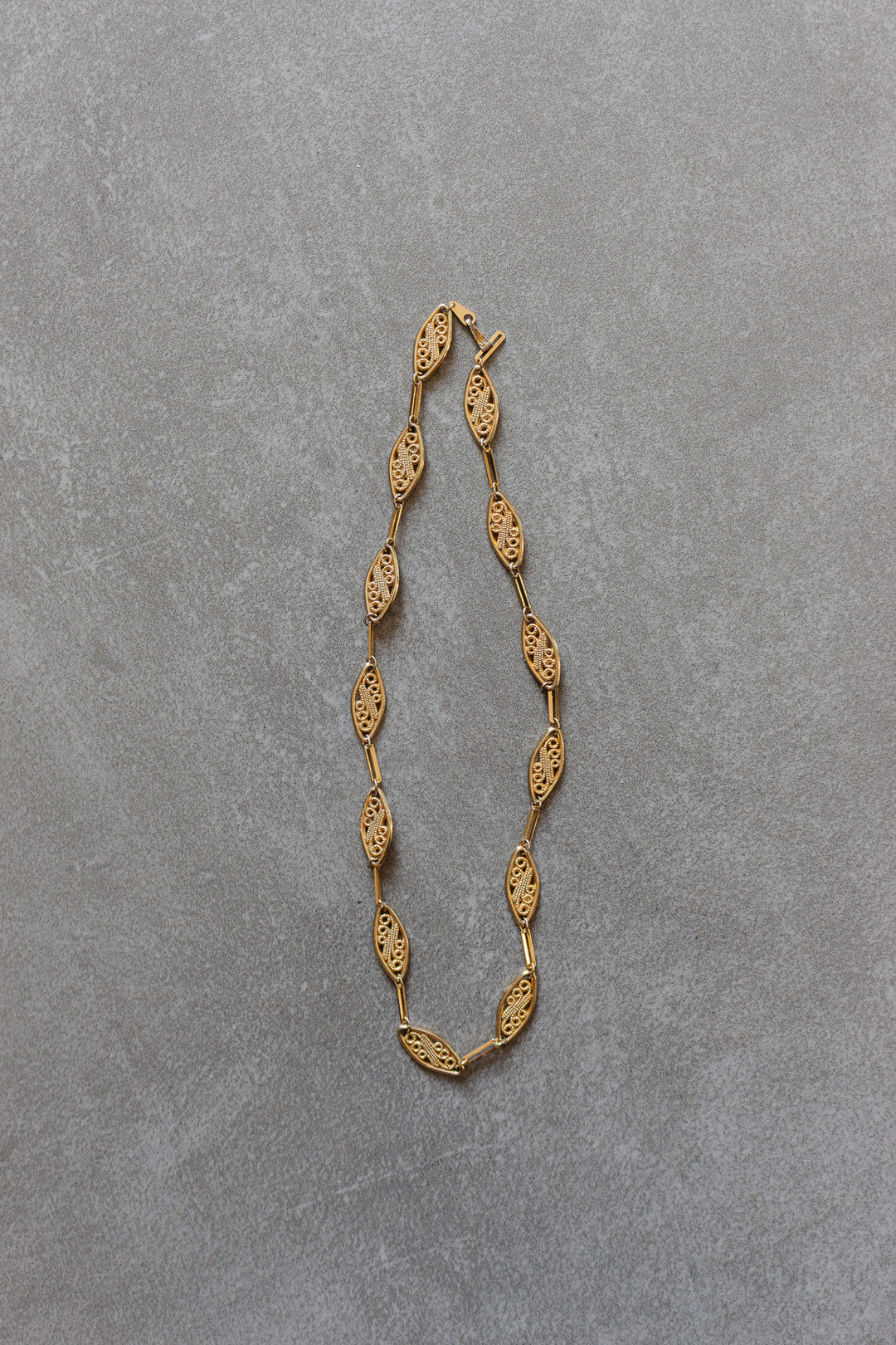 vintage french gold plated mock filigree necklace