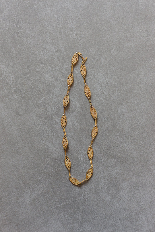 vintage french gold plated mock filigree necklace