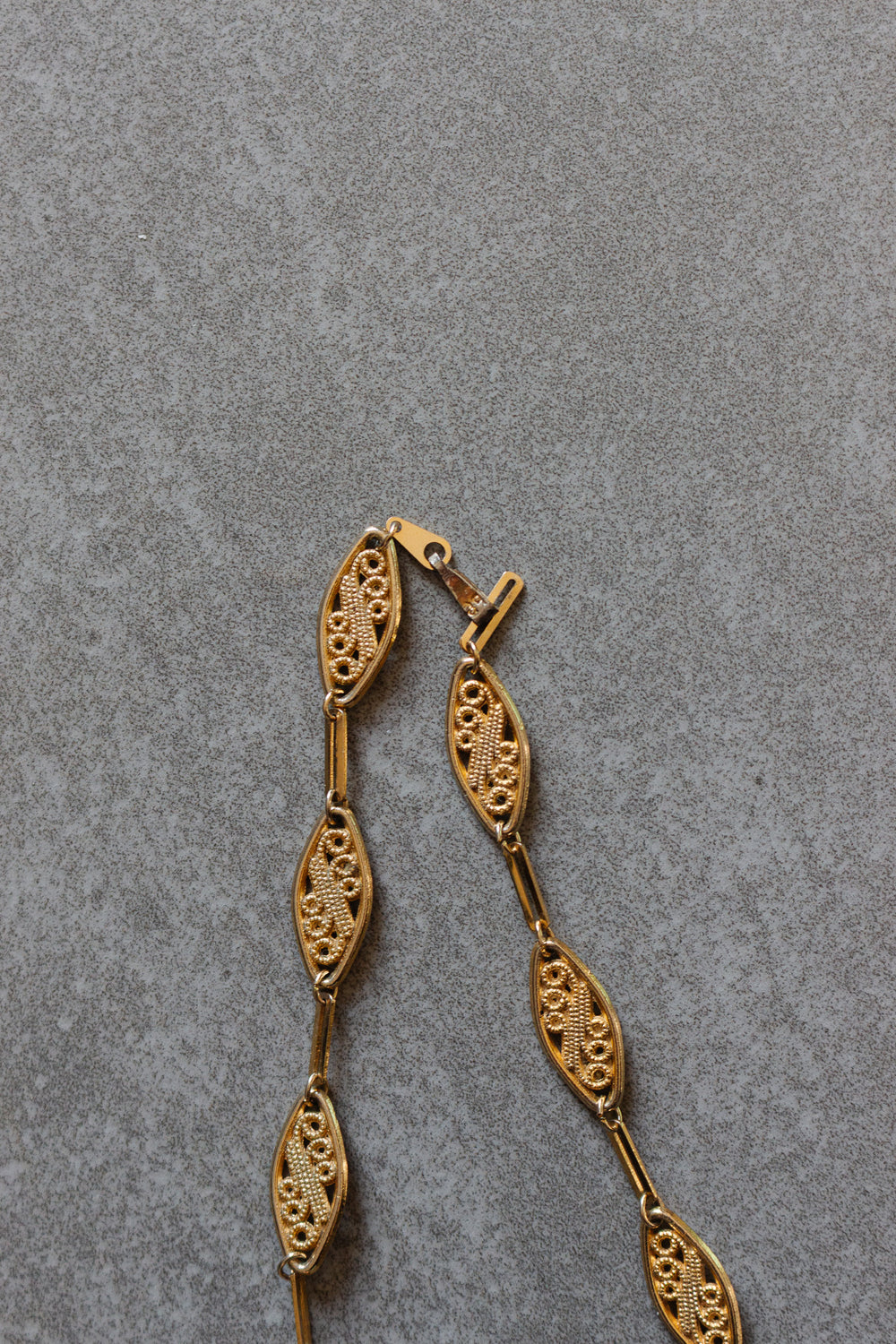 vintage french gold plated mock filigree necklace