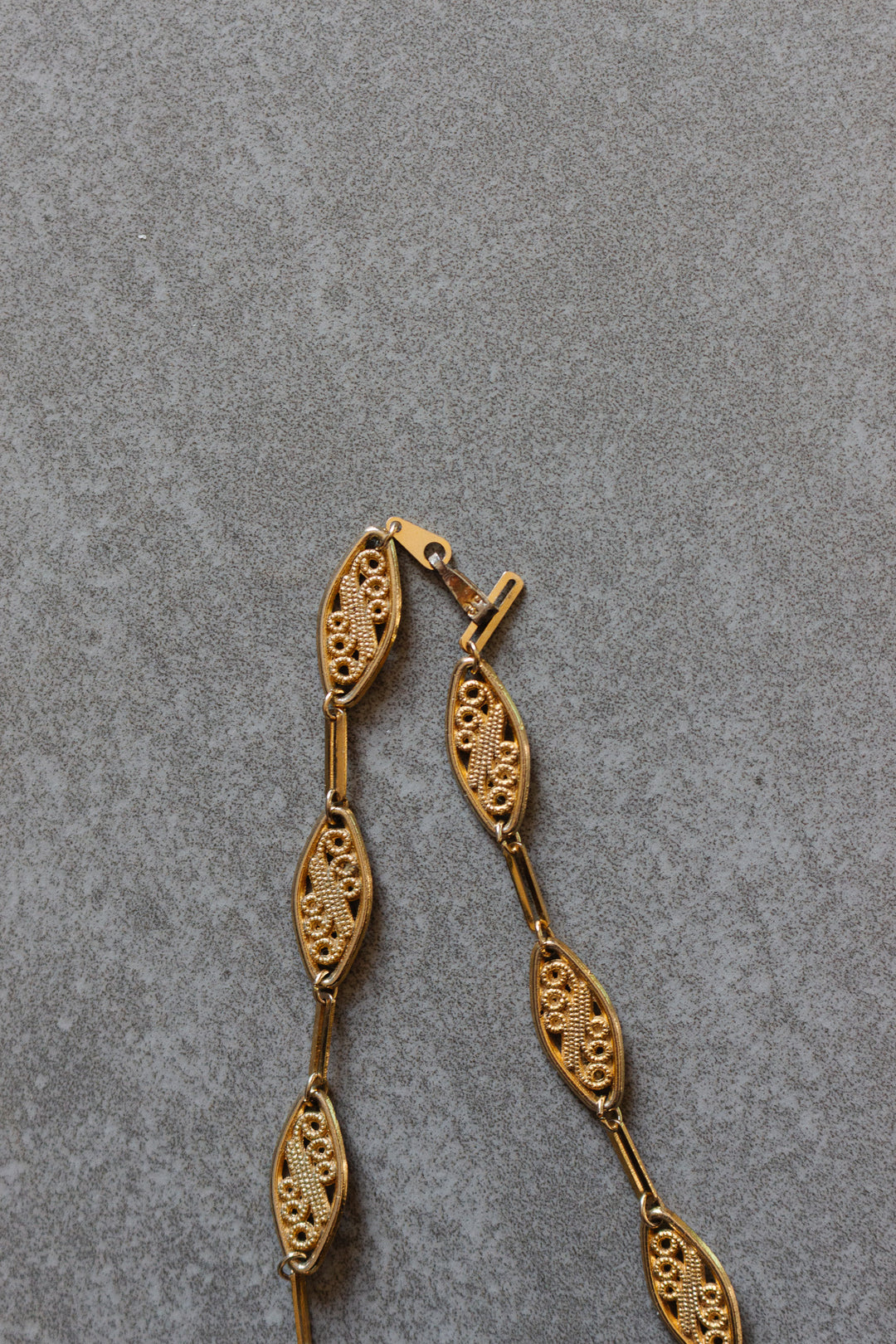 vintage french gold plated mock filigree necklace