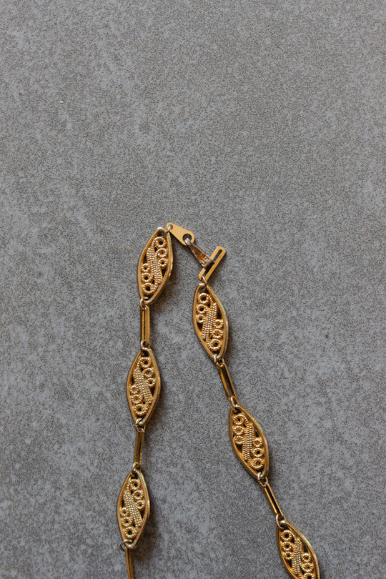 vintage french gold plated mock filigree necklace