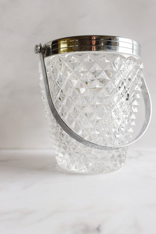 vintage french heavy cut glass ice bucket