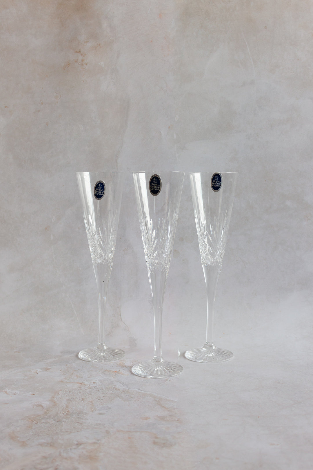 new old stock vintage 17 piece set, royal doulton hand made crystal