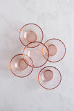 vintage French pink glass bowls, set of 5