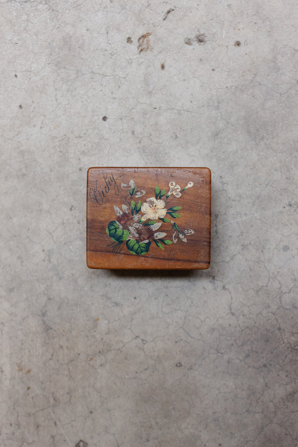 antique french olive wood Vichy souvenir box