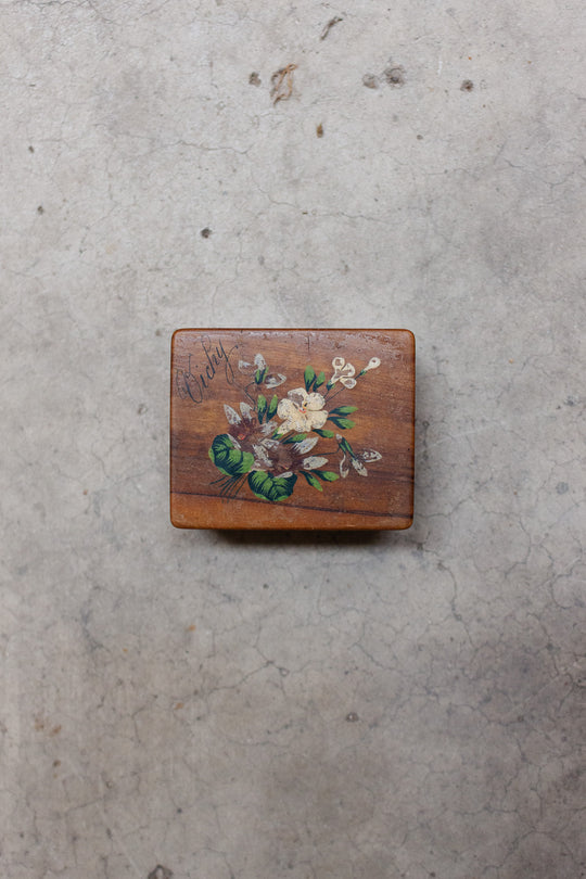 antique french olive wood Vichy souvenir box