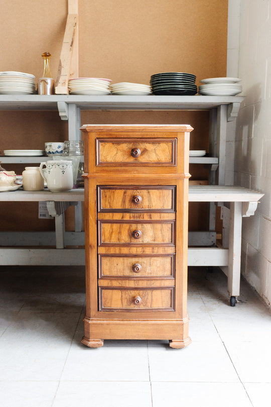 antique french marble topped "trompe l'oeil" night stand