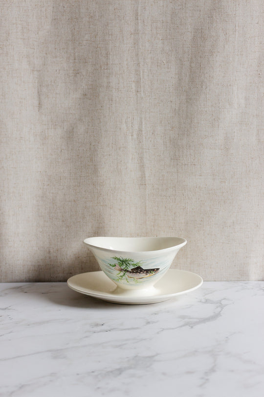 vintage Salins france fish themed gravy boat