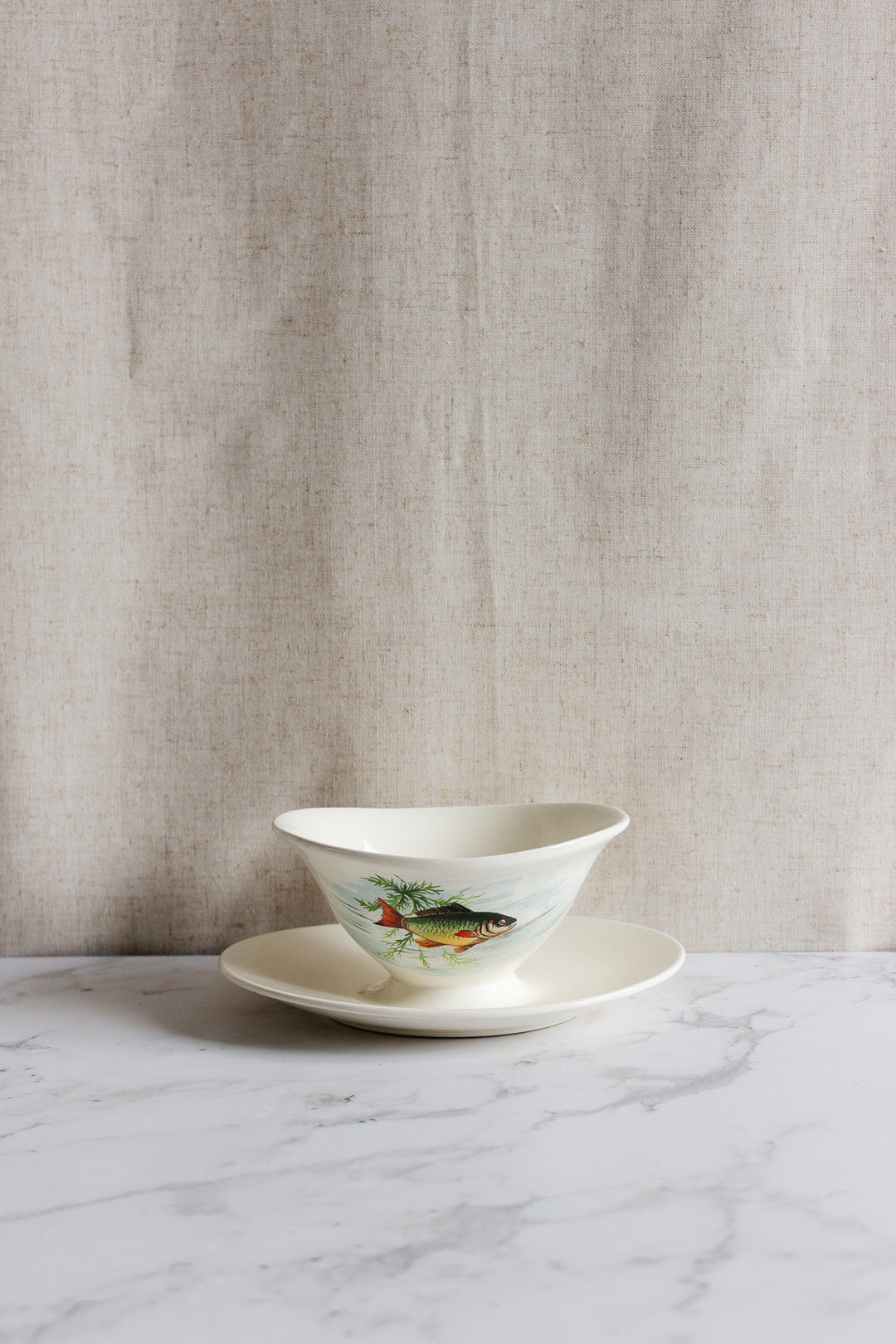 vintage Salins france fish themed gravy boat