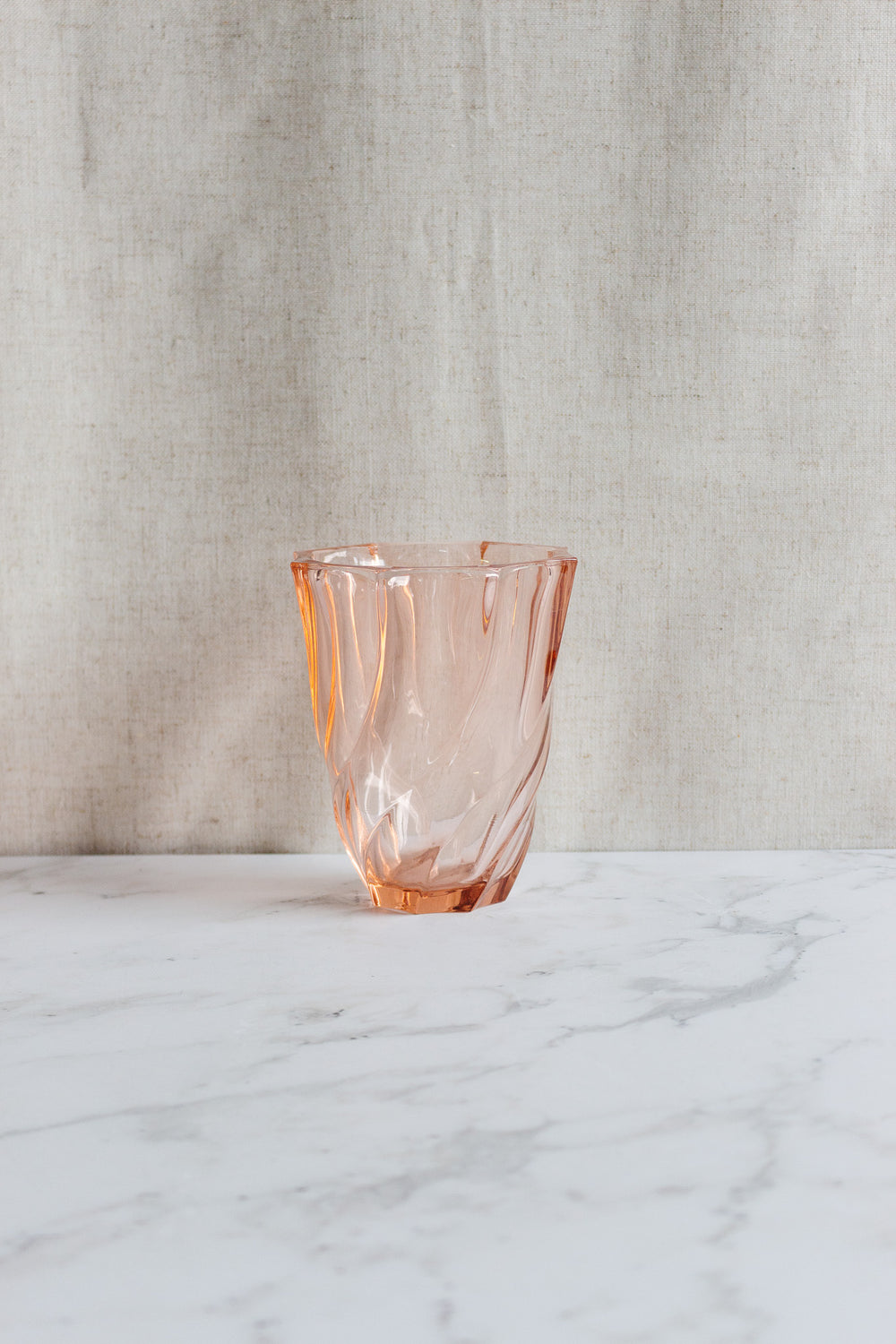 midcentury french pink swirled glass vase