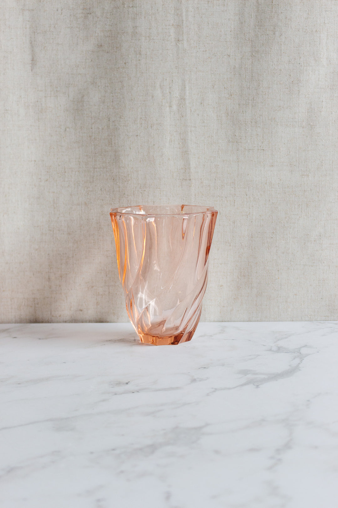 midcentury french pink swirled glass vase