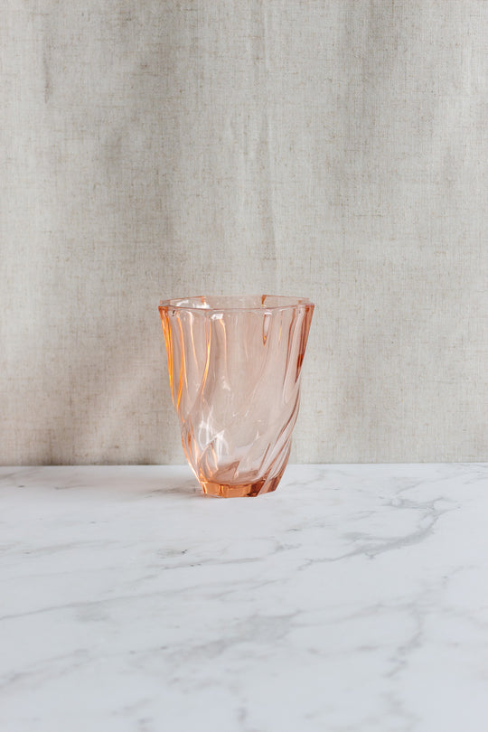 midcentury french pink swirled glass vase