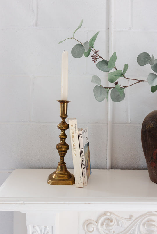 pair of vintage French brass candlesticks