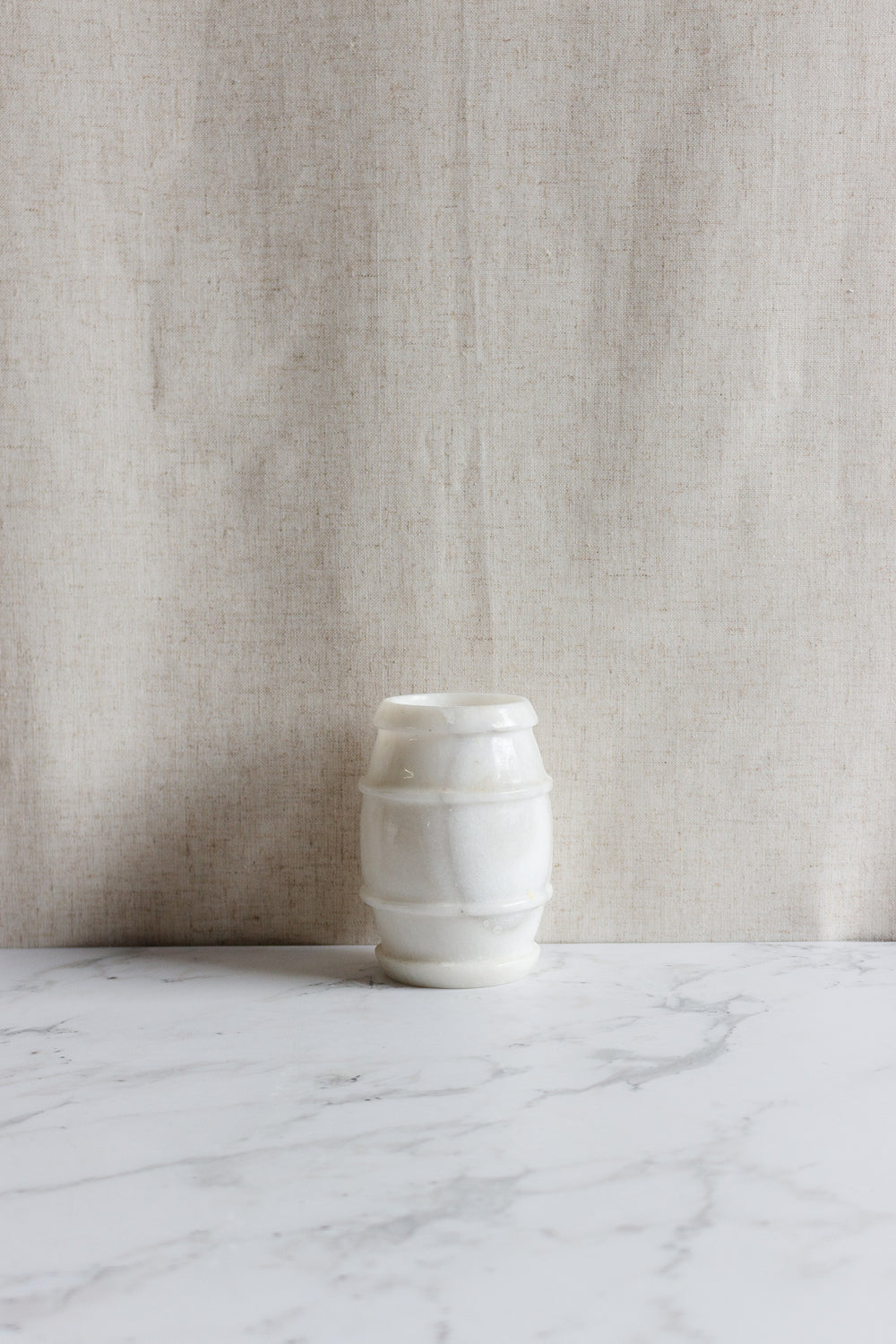 vintage french alabaster barrel vase