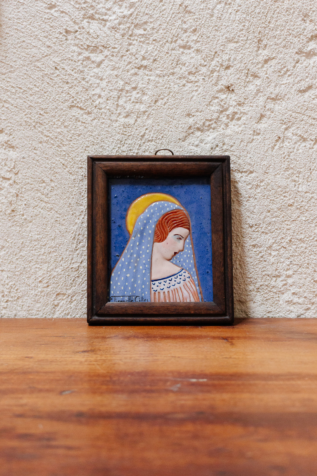 antique french icon painted tile by etiennelle gilles