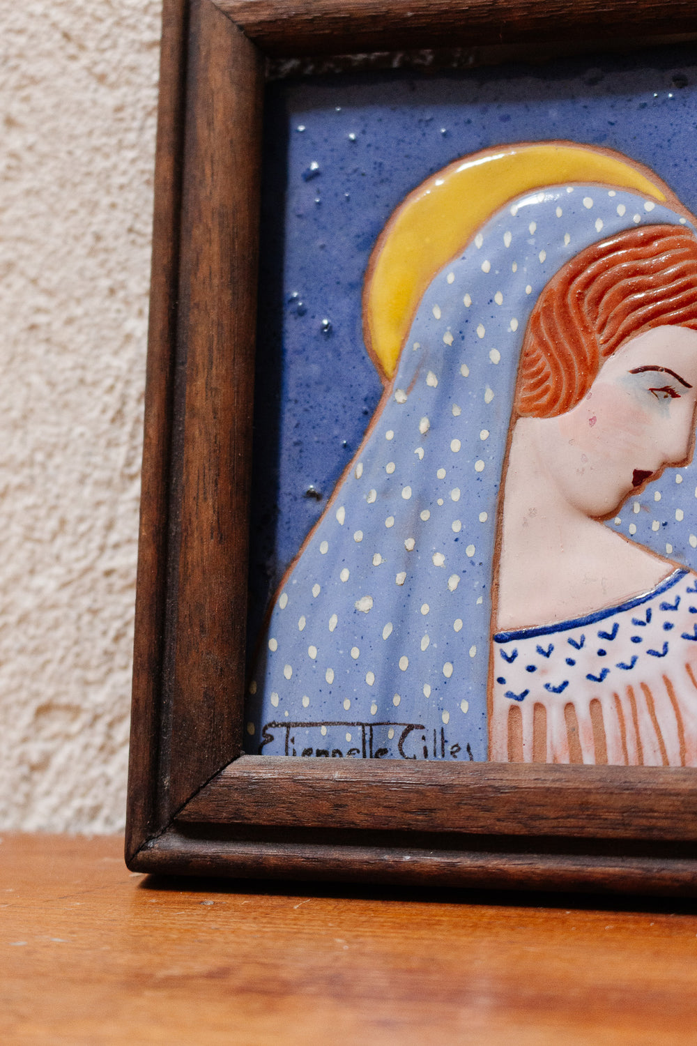 antique french icon painted tile by etiennelle gilles