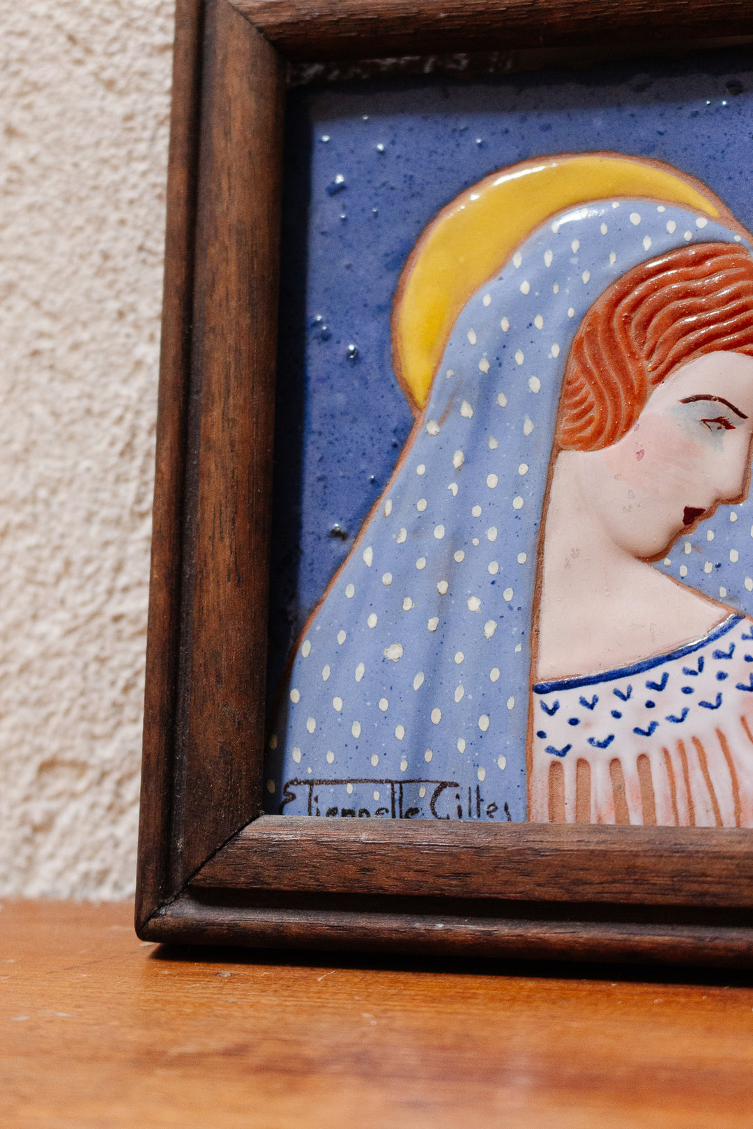 antique french icon painted tile by etiennelle gilles