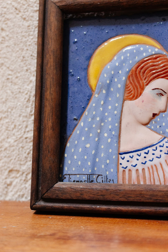 antique french icon painted tile by etiennelle gilles