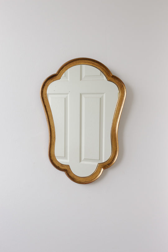 1970s Italian rococo style gilt mirror with scalloped edge