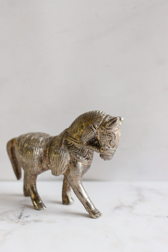 vintage french cast metal horse figurine