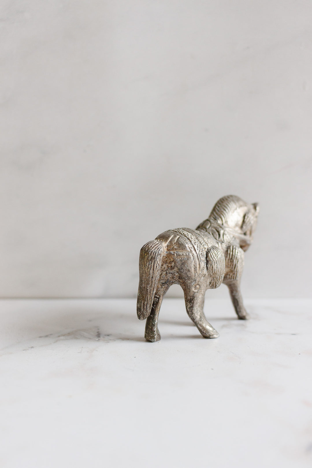 vintage french cast metal horse figurine