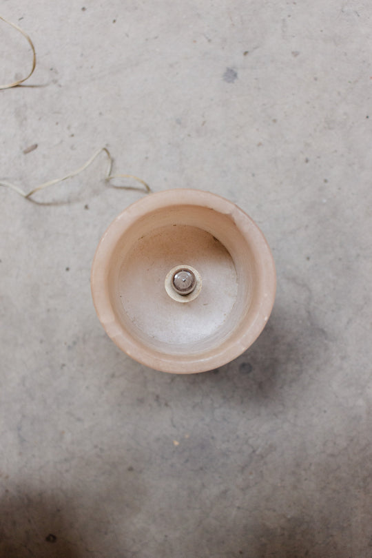 vintage french solid pink alabaster table lamp