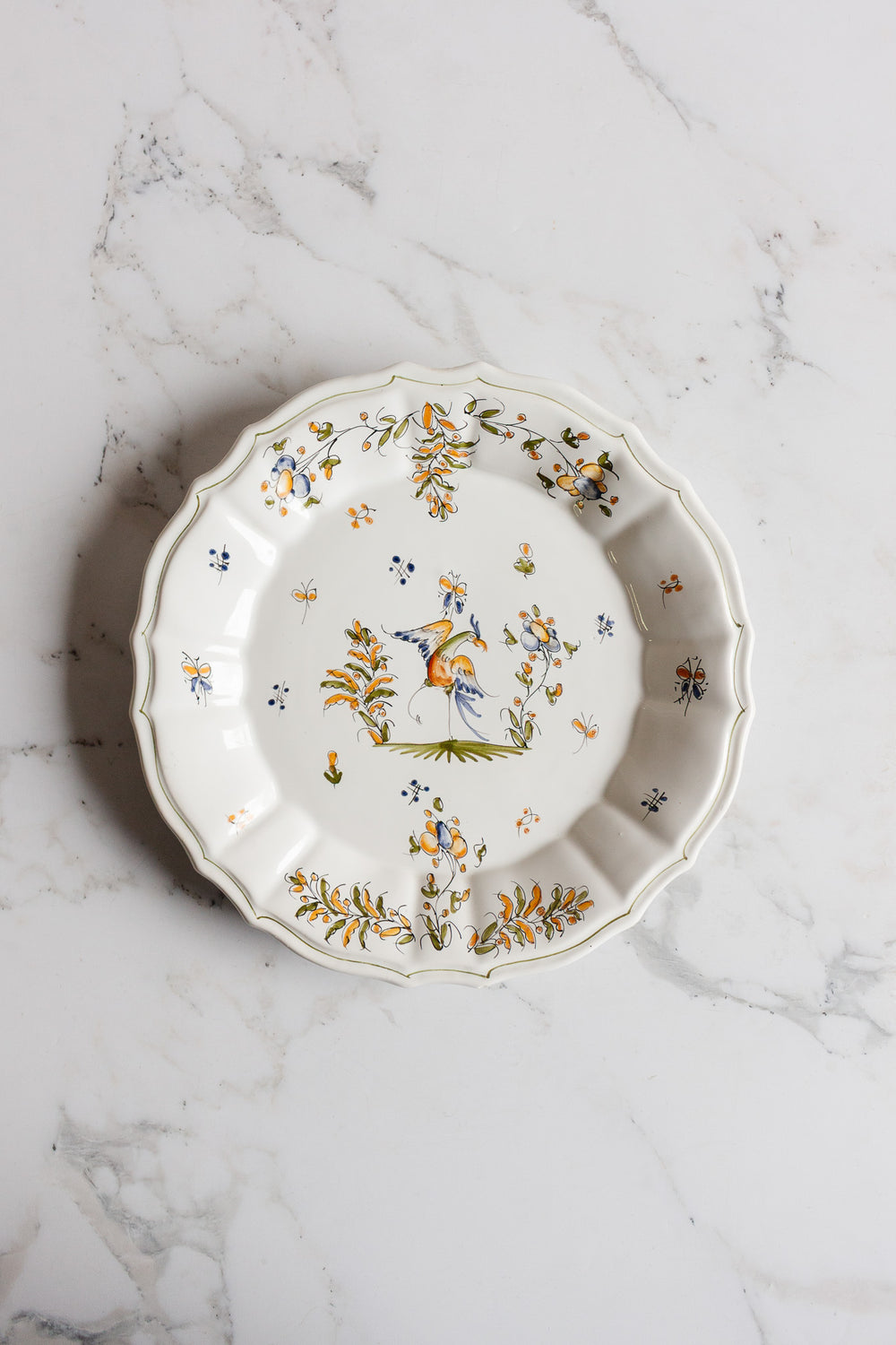 1970s hand painted french moustiers plate