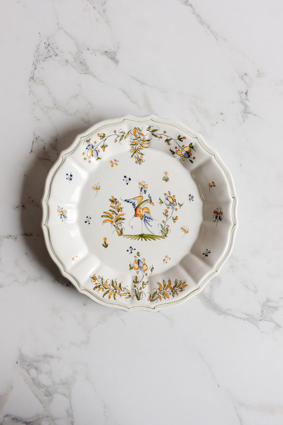 1970s hand painted french moustiers plate