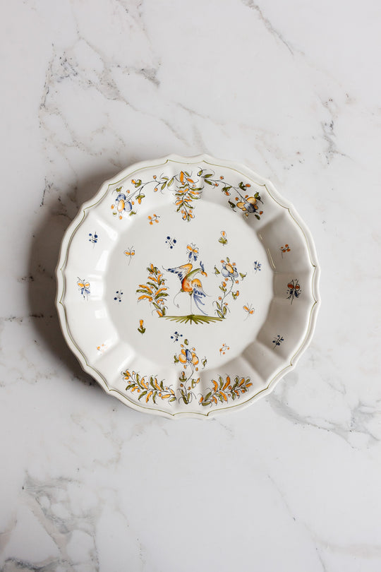 1970s hand painted french moustiers plate