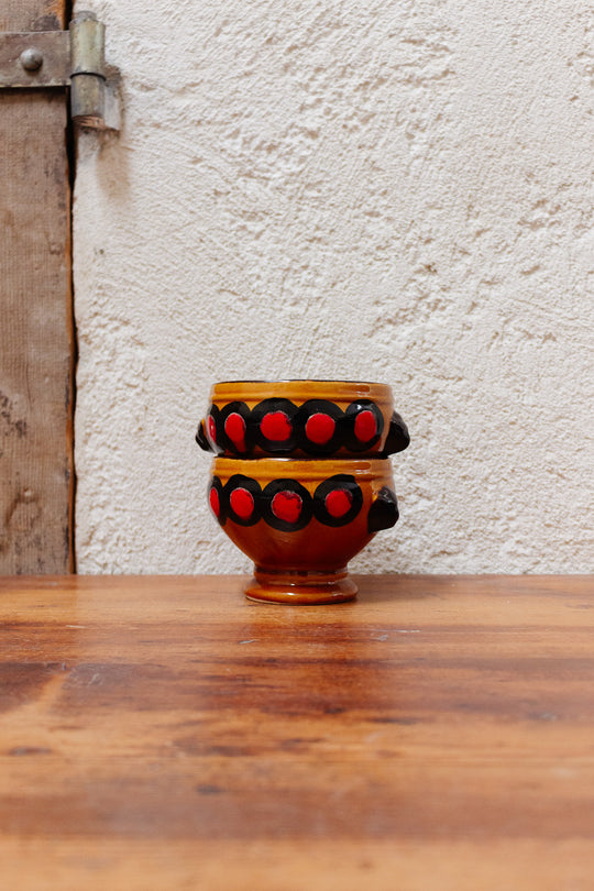pair of midcentury french hand painted ceramic bowls