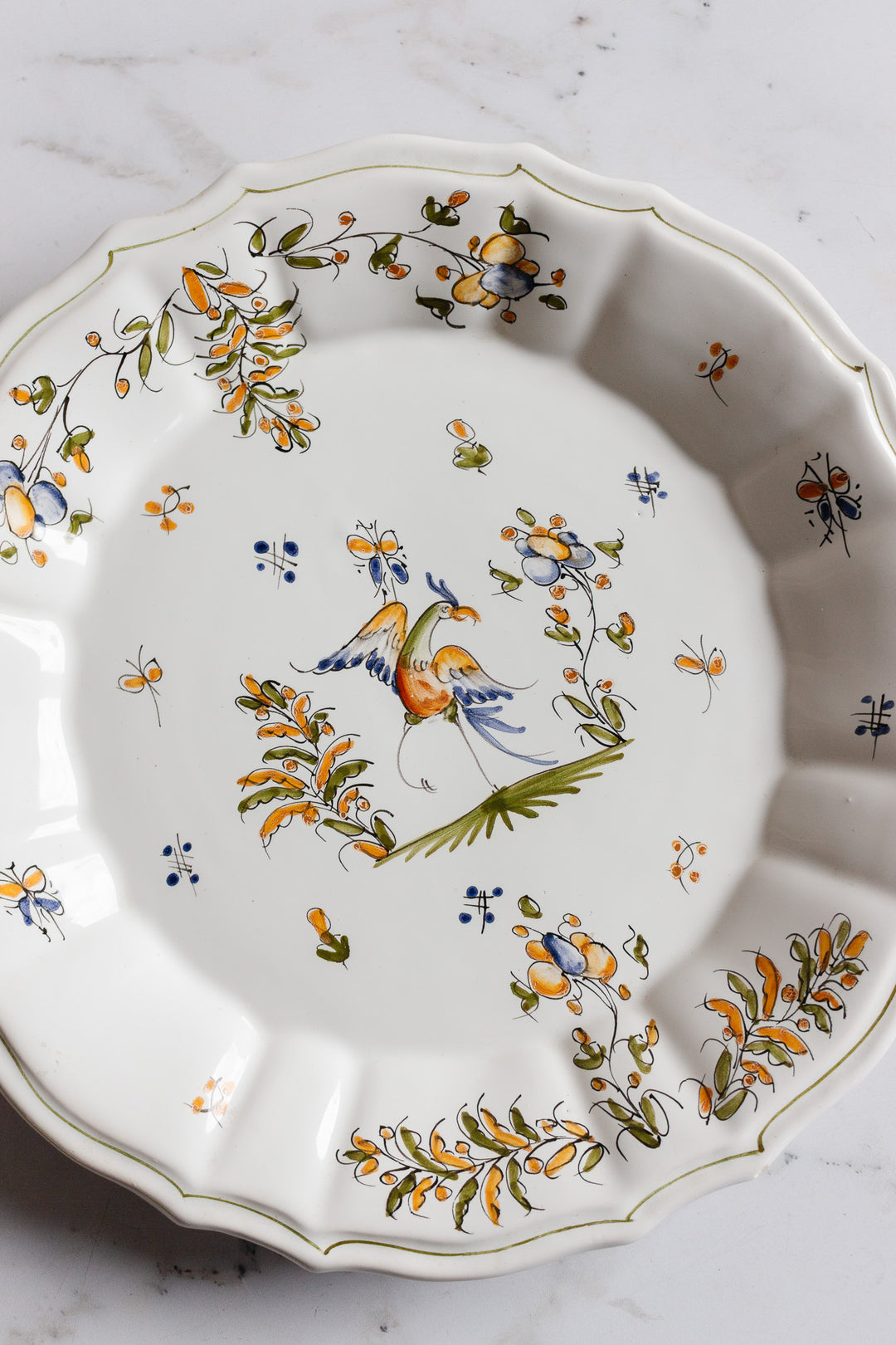 1970s hand painted french moustiers plate