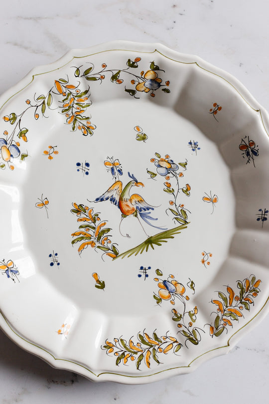 1970s hand painted french moustiers plate