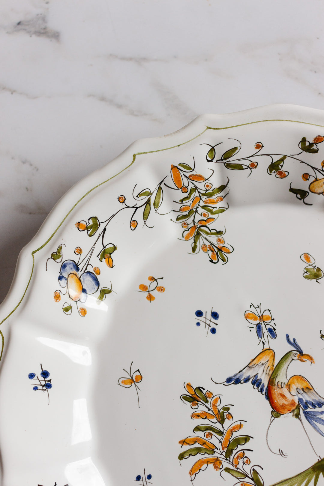 1970s hand painted french moustiers plate