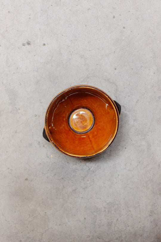 pair of midcentury french hand painted ceramic bowls