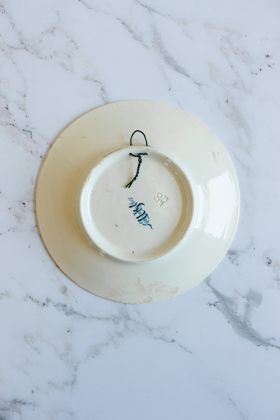 rare 19th century French Sarreguemines ironstone “chien” talking plate