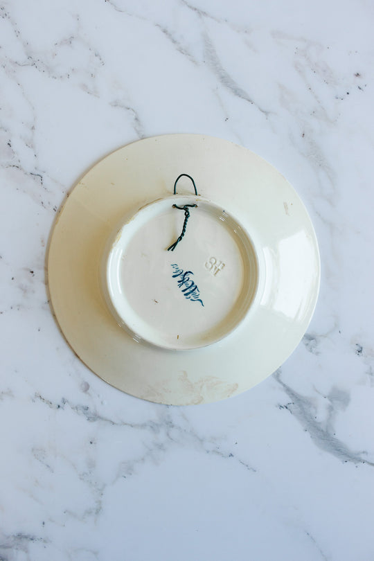 rare 19th century French Sarreguemines ironstone “chien” talking plate