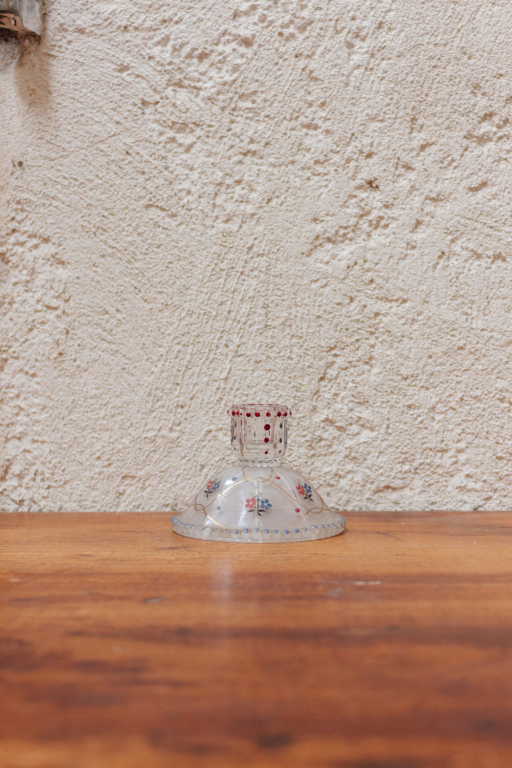 midcentury french painted glass candlestick