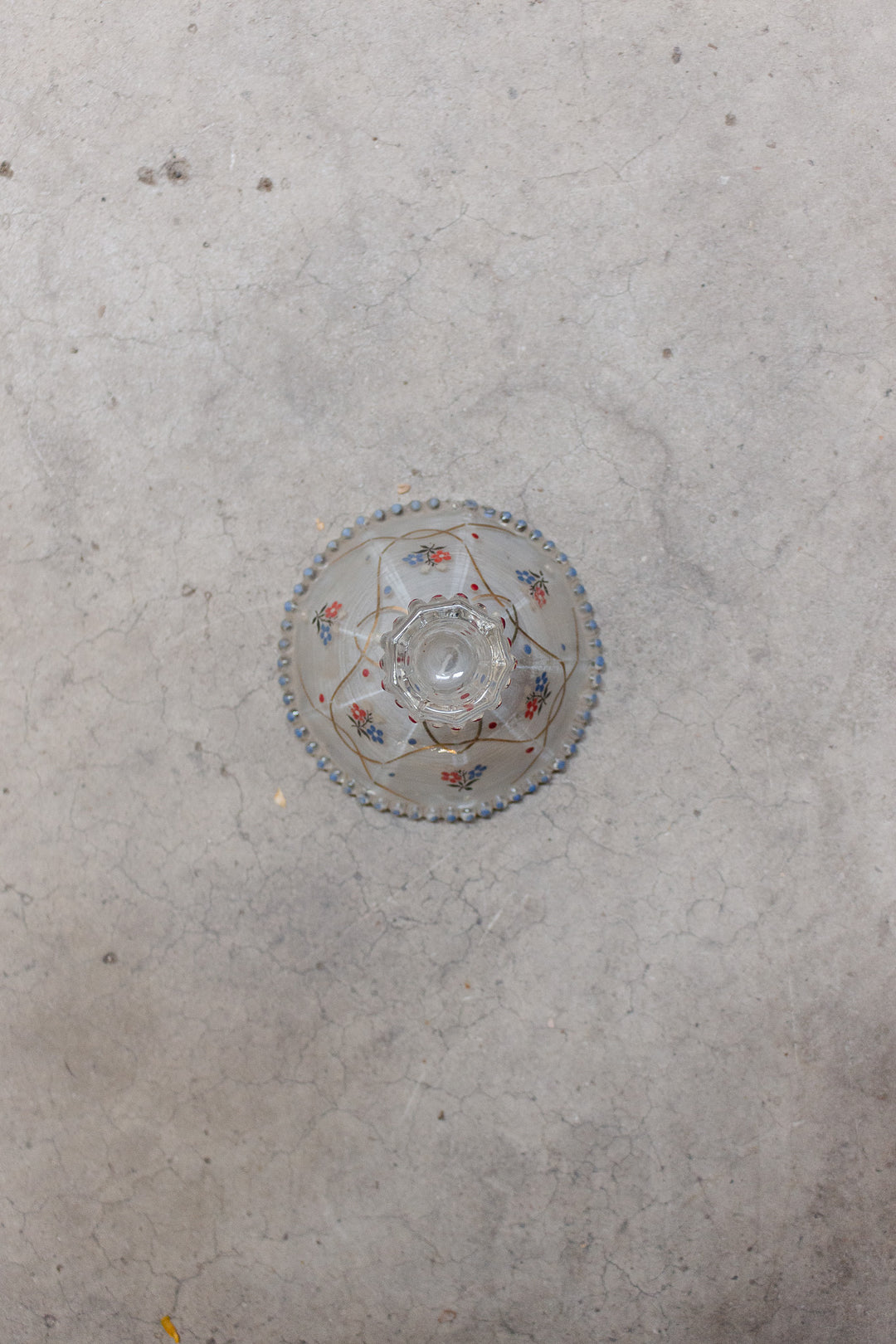 midcentury french painted glass candlestick