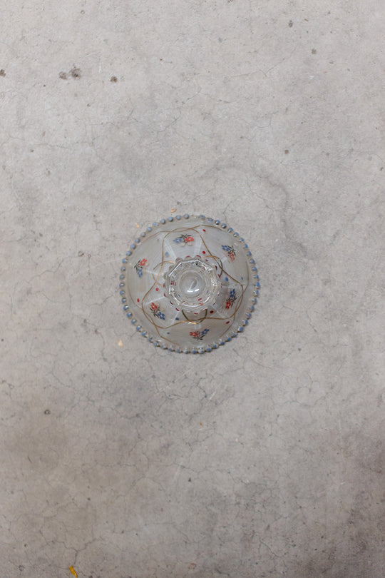 midcentury french painted glass candlestick